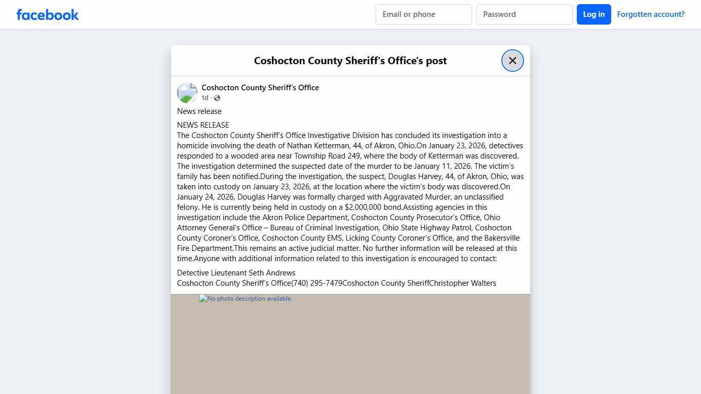 News release NEWS... - Coshocton County Sheriff's Office Facebook